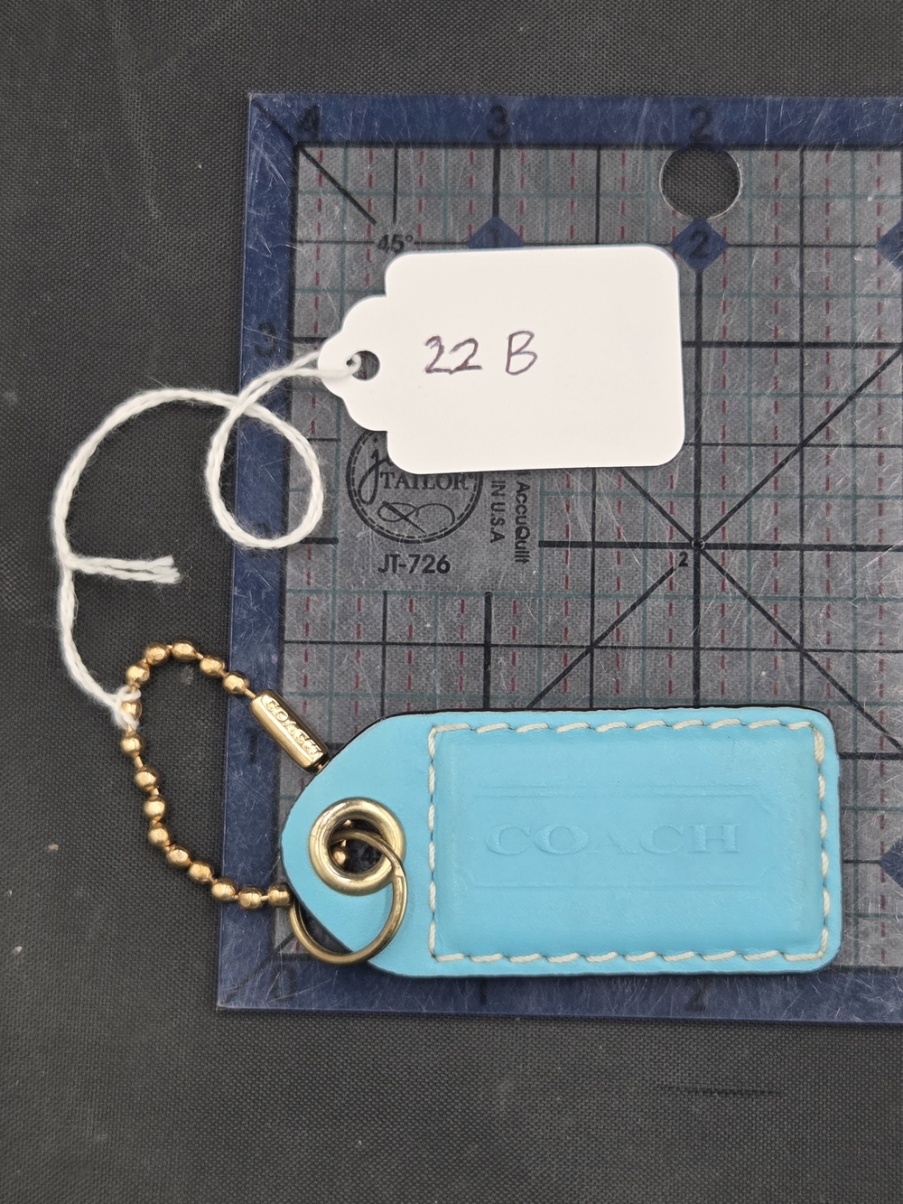COACH Turquoise Leather Key Tag